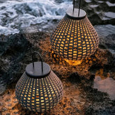 Lampe De Sol Extérieure À Poignée De Lanterne Tissée Rustique - Clowas.fr